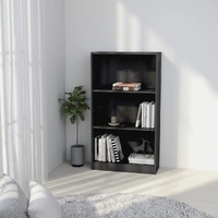 3-Tier Book Cabinet High Gloss Grey 60x24x109 Engineered Wood