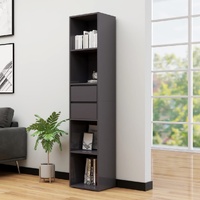 Book Cabinet High Gloss Grey 36x30x171 cm Engineered Wood