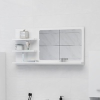 Bathroom Mirror High Gloss White 90x10.5x45 cm Engineered Wood