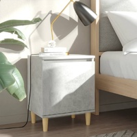 Bed Cabinet with Solid Wood Legs Concrete Grey 40x30x50 cm