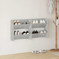 Wall Shoe Cabinets 2 pcs Concrete Grey 60x18x60 cm Engineered Wood