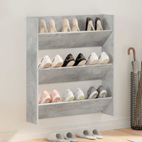 Wall Shoe Cabinet Concrete Grey 80x18x90 cm Engineered Wood