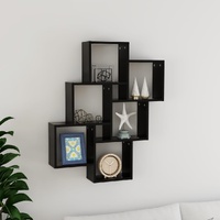 Wall Cube Shelf Black 78x15x93 cm Engineered Wood