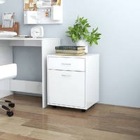 Rolling Cabinet High Gloss White 45x38x54 cm Engineered Wood