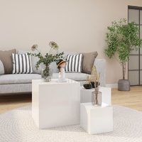 Side Tables 3 pcs High Gloss White Engineered Wood