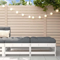 Garden Footstools with Cushions 2pcs White Solid Wood Pine