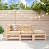 3 Piece Garden Lounge Set Solid Wood Pine