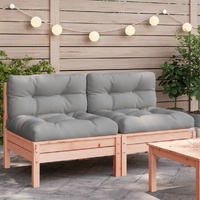 Garden Sofa Armless with Cushions 2 pcs Solid Wood Douglas