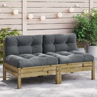 Garden Sofa Armless with Cushions 2 pcs Impregnated Wood Pine