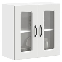 Kitchen Wall Cabinet with Glass Door Kalmar White Engineered Wood