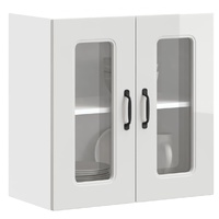 Kitchen Wall Cabinet with Glass Door "Kalmar" High Gloss White Engineered Wood