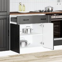 Kitchen Base Cabinet "Lucca" Black Engineered Wood