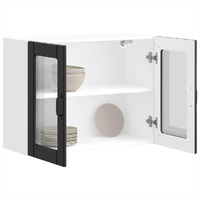 Kitchen Wall Cabinet with Glass Door "Lucca" Black Engineered Wood