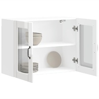 Kitchen Wall Cabinet with Glass Door "Lucca" High Gloss White Engineered Wood