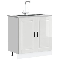 Sink Base Cabinet "Porto" High Gloss White 80x46x81,5 cm Engineered Wood