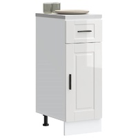 Kitchen Base Cabinet "Porto" High Gloss White Engineered Wood