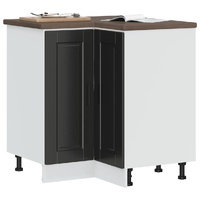 Kitchen Corner Base Cabinet "Porto" Black Engineered Wood