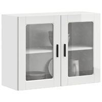 Kitchen Wall Cabinet with Glass Door "Porto" High Gloss White