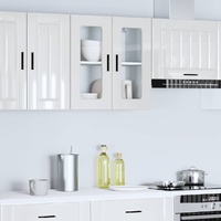 Kitchen Wall Cabinet with Glass Door "Porto" High Gloss White