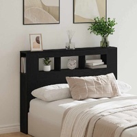 LED Headboard Black Oak 140 x 18,5 x 103,5 cm Engineered Wood