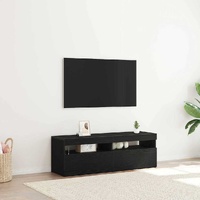 TV Cabinet with LED Black Oak 120 x 35 x 40 cm Engineered Wood