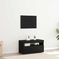 TV Cabinet with LED Black Oak 75 x 35 x 40 cm Engineered Wood
