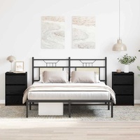 Bedside Cabinet with Drawer 2 pcs Black Oak 40 x 35 x 62,5 cm