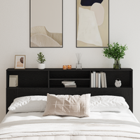 Headboard Cabinet Black Oak 200 x 19 x 103,5 cm Engineered Wood