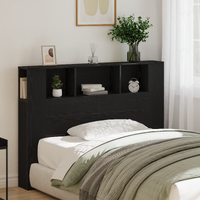 Headboard Cabinet with Storage Black Oak Engineered Wood