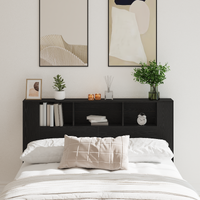 Headboard Cabinet with Storage Black Oak Engineered Wood