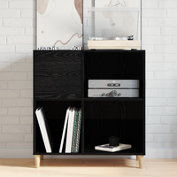 Record Cabinet Black Oak 84,5 x 38 x 89 cm Engineered Wood