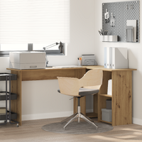 Desk with Shelf Artisan Oak 142 x 102 x 73 cm Engineered Wood