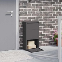 Parcel Drop Box with Storage Black 44 x 22 x 82 cm Steel