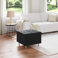 Storage Ottoman with Cushion Black 60 x 60 x 45 cm Velvet