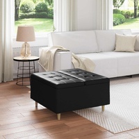 Storage Ottoman with Cushion Black 80 x 80 x 45 cm Faux leather