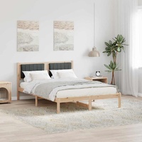Bed Frame with Upholstered Headboard Dark Grey 135 x 190 cm