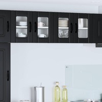 Wall Glass Cabinet LUCCA 2 pcs Black 60 x 31 x 40 cm
