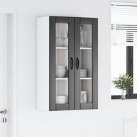 Wall Glass Cabinet LUCCA Black 60 x 31 x 100 cm Engineered Wood