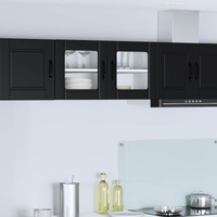 Wall Glass Cabinet PORTO Black 80 x 31 x 40 cm Engineered Wood