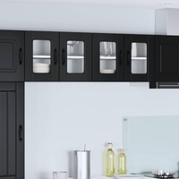 Wall Glass Cabinet PORTO 2 pcs Black 60 x 31 x 40 cm