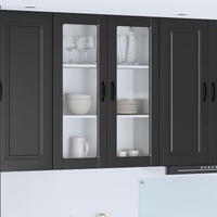 Wall Glass Cabinet PORTO Black 80 x 31 x 100 cm Engineered Wood