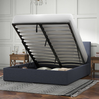 Milano Luxury Gas Lift Bed with Headboard (Model 1) - Charcoal No.35 - King Single - Model-A4772C