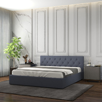 Milano Capri Luxury Gas Lift Bed With Headboard (Model 3) - Charcoal No.35 - Double - Model-4EE5E9