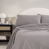 Royal Comfort Vintage Washed 100% Cotton Sheet Set Queen - Grey - Model-C6005F