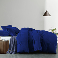 Royal Comfort Vintage Washed 100 % Cotton Quilt Cover Set Single - Royal Blue - Model-41DFA6