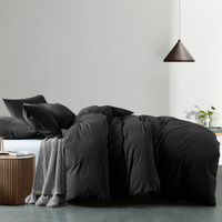 Royal Comfort Vintage Washed 100 % Cotton Quilt Cover Set Queen - Charcoal - Model-9BE05C