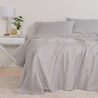 KENSINGTON 1200TC COTTON SHEET SET IN STRIPE-QUEEN - SILVER (GREY) - Model-6A6C15