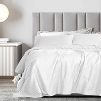 Royal Comfort 1200 Thread count Damask Stripe Cotton Blend sheet sets Queen White - Model-60ACF9