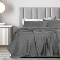Royal Comfort 1200 Thread count Damask Stripe Cotton Blend sheet sets King Charcoal Grey - Model-225935