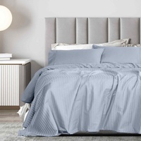 Royal Comfort 1200 Thread count Damask Stripe Cotton Blend sheet sets Queen Blue Fog - Model-7A1770